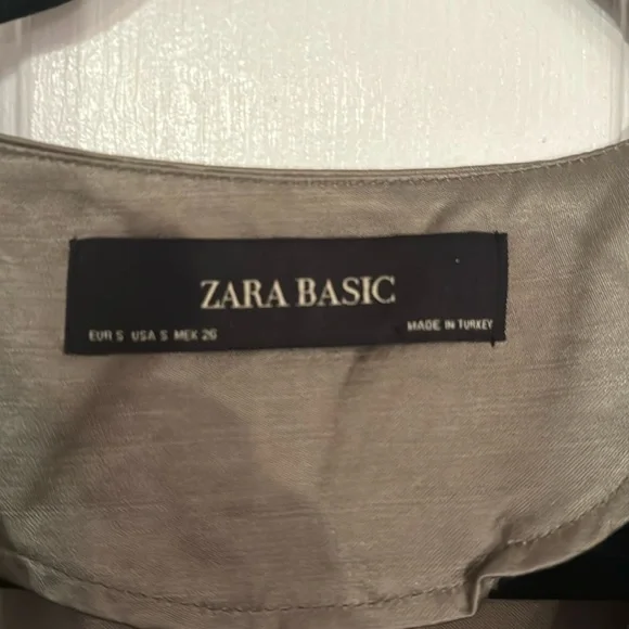 Zara Lightweight Satin Olive Green Bomber Jacket Sz Small - Picture 5 of 15